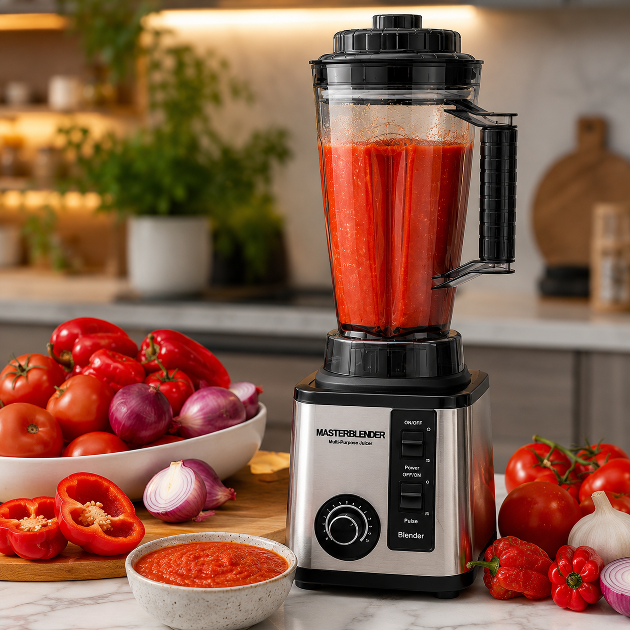 MASTER BLENDER blending tomatoes and pepper