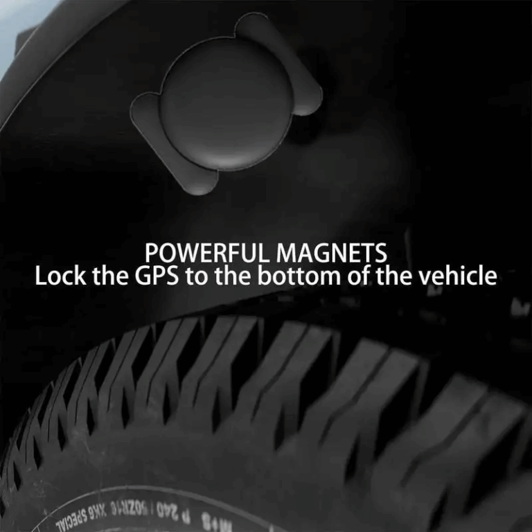Powerful magnets lock tracker to bottom of vehicle